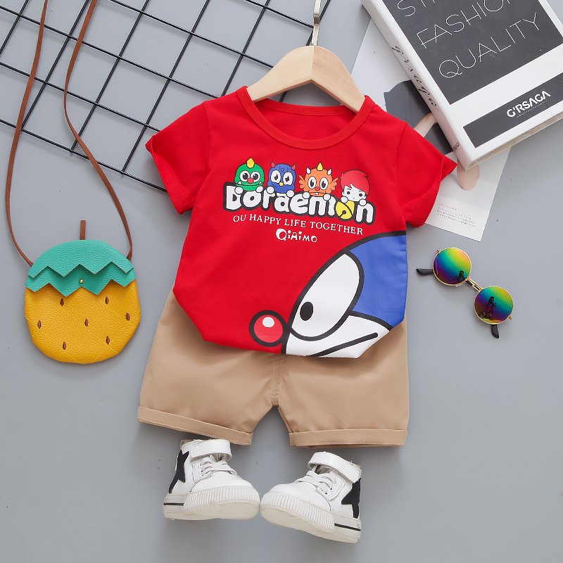 Round Neck Half Sleeve Set Doraemon Print - Image 9