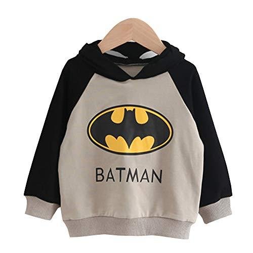 Boy's Korean Style Full Sleeves Cotton Knit Hoodie Sweatshirt With Batman Logo Print - Image 2