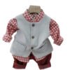 Boy's Korean Style Full Sleeve Casual Party Outfit Checked 3 Piece Set