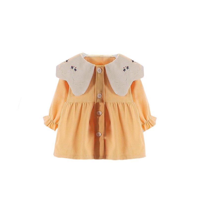 Girl's Korean Style Frill Cuff Long Sleeve Round Neck Frock - Image 14
