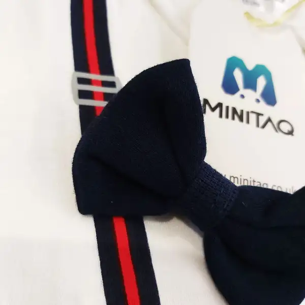 Full Sleeves Suspender Print Party Romper With Bow Tie Solid - Image 16