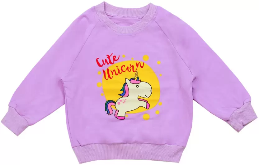 Girl's Full Sleeve Round Neck Sweatshirt Unicorn Print - Image 4