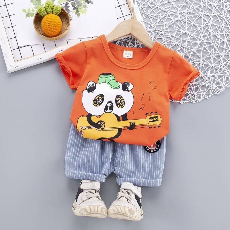 Round Neck Half Sleeve Set Panda Print - Image 3