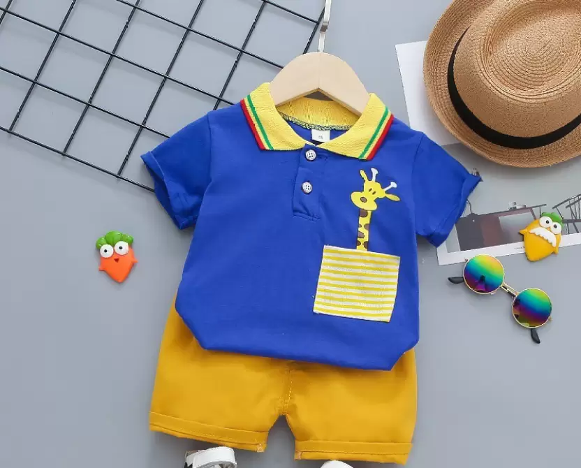 Polo Neck Half Sleeve Set Giraffe Print - Image 4