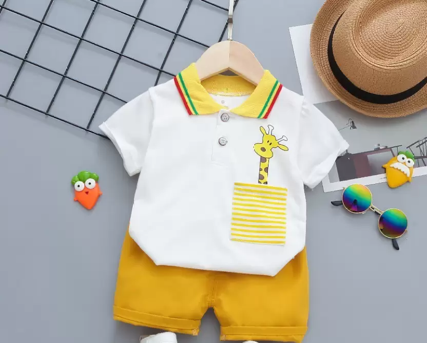 Polo Neck Half Sleeve Set Giraffe Print - Image 5