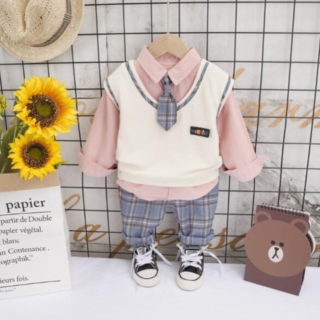 Boy's Korean Style Full Sleeve Casual Party Outfit 4 Piece Set - Image 5