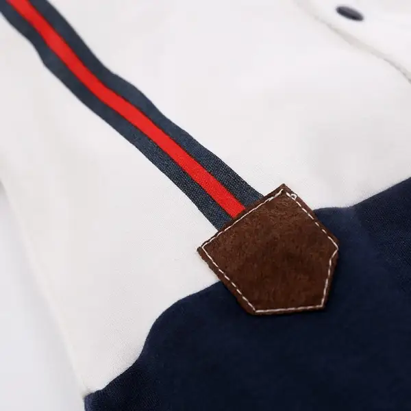 Full Sleeves Suspender Print Party Romper With Bow Tie Solid - Image 20