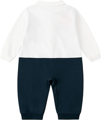 Cotton Full Sleeves Party Romper With Diamond Print Attached Waistcoat & Bow - Image 8