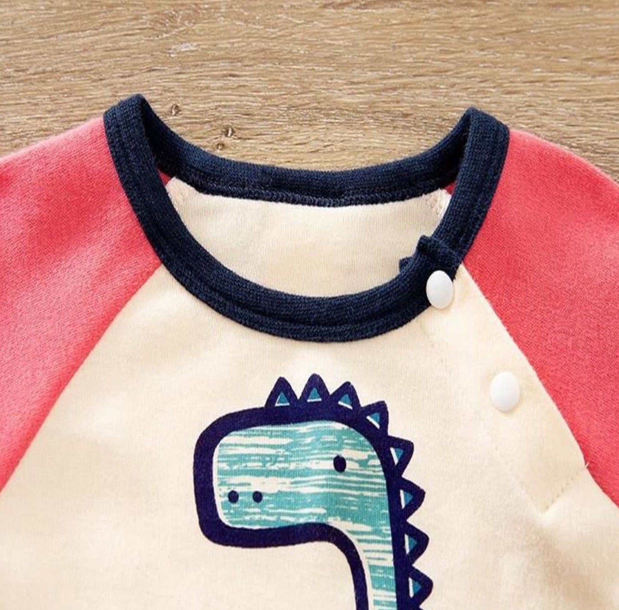 Boy’s & Girl’s Dinosaur Patched Full Sleeves Romper - White And Pink - Image 7