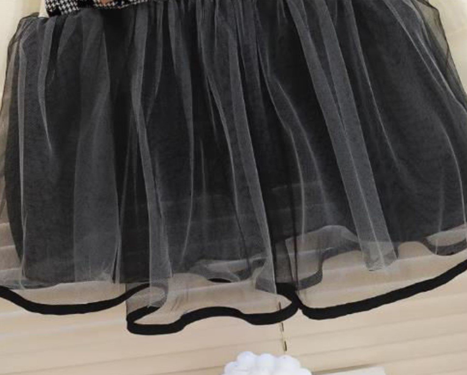 Girl's Korean Style Long Sleeve Round Neck Bow Attached Embellished Plaid Frock - Image 10