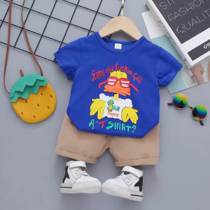 Round Neck Half Sleeve Set Duck Print - Image 4