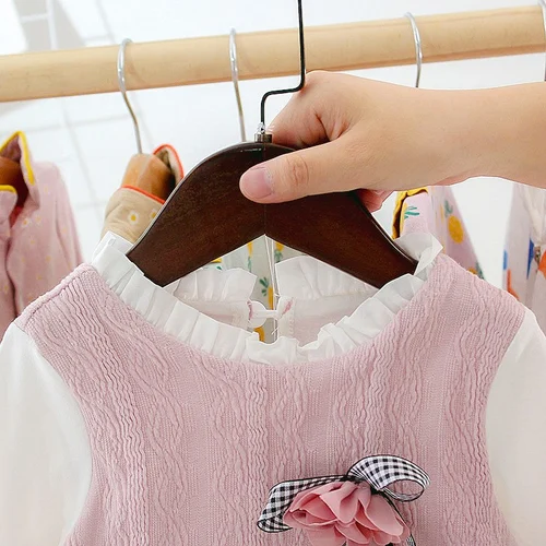 Girl's Korean Style Long Sleeve Round Frill Neck Embellished Frock - Image 29