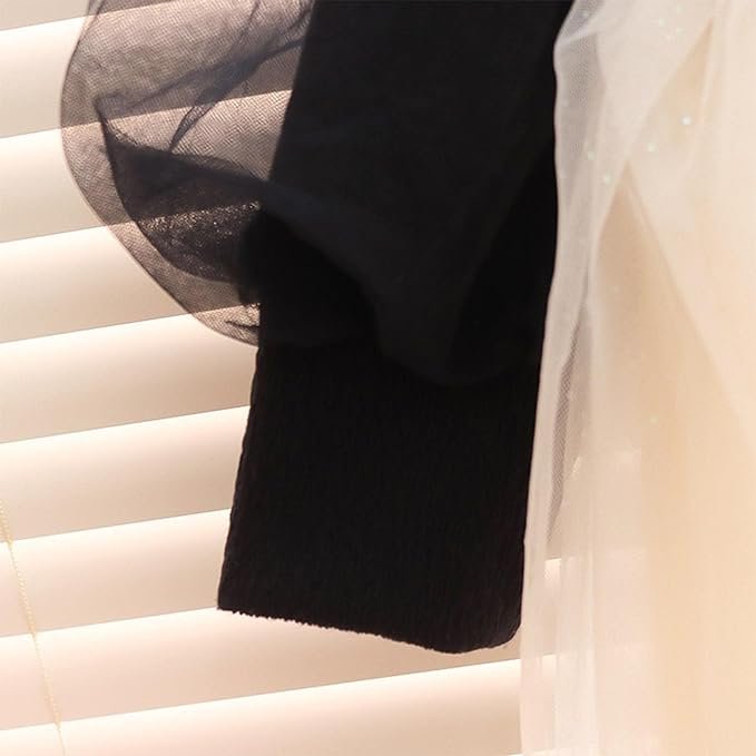 Girl's Korean Style Long Sleeve Round Neck Bow Attached Embellished Plaid Frock - Image 4