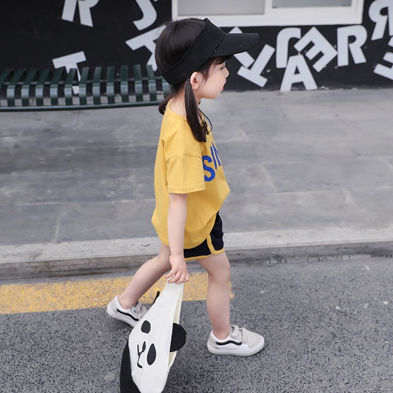 Girl's Half Sleeve Round Neck T-Shirt And Drawstring Elasticated Shorts Set Text Print - Image 10