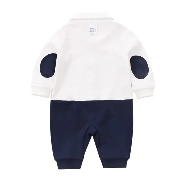 Full Sleeves Suspender Print Party Romper With Bow Tie Solid - Image 22