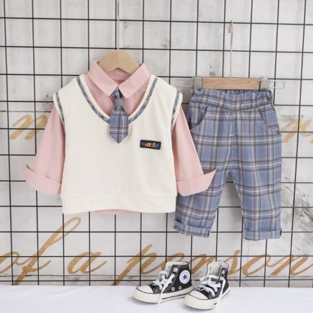 Boy's Korean Style Full Sleeve Casual Party Outfit 4 Piece Set - Image 3