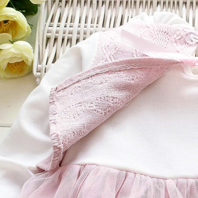 Girl's Korean Style Long Sleeve Round Frill Neck Embellished Frock - Image 17