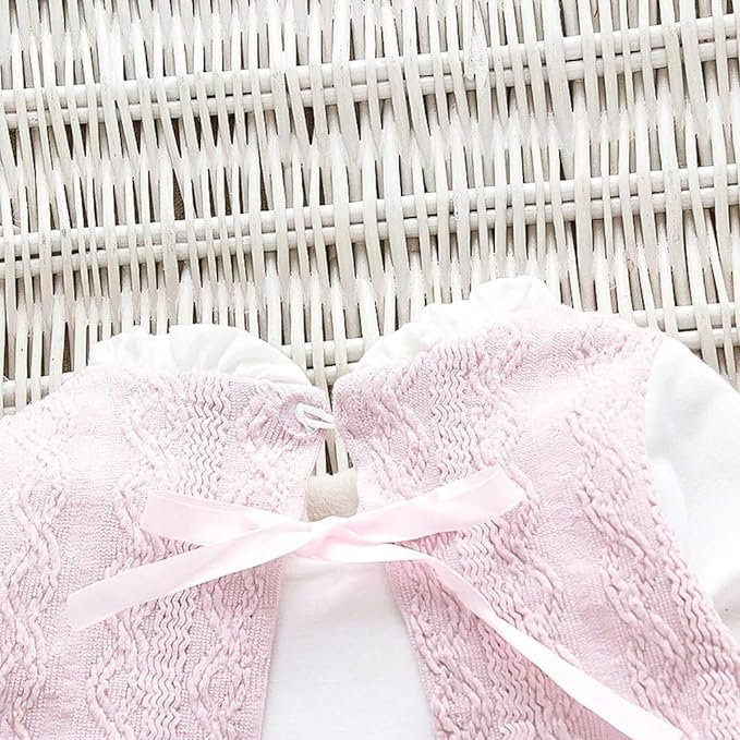 Girl's Korean Style Long Sleeve Round Frill Neck Embellished Frock - Image 15