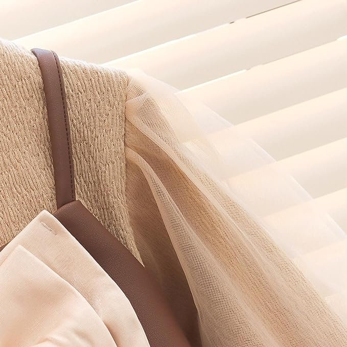 Girl's Korean Style Long Sleeve Round Neck Bow Attached Embellished Plaid Frock - Image 6