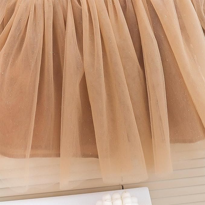 Girl's Korean Style Long Sleeve Round Neck Bow Attached Embellished Plaid Frock - Image 7