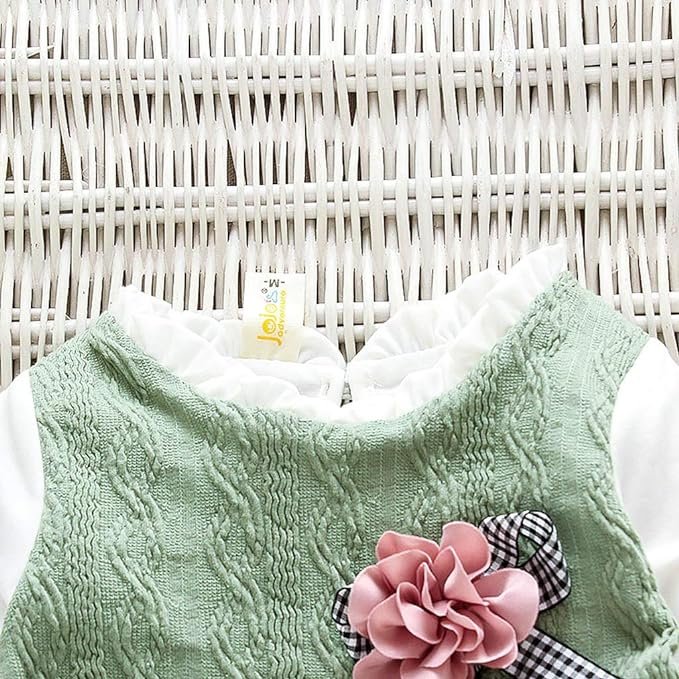 Girl's Korean Style Long Sleeve Round Frill Neck Embellished Frock - Image 14