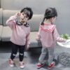 Girl's Cotton Full Sleeves T-Shirt & Pant Set With Patch Collar Work