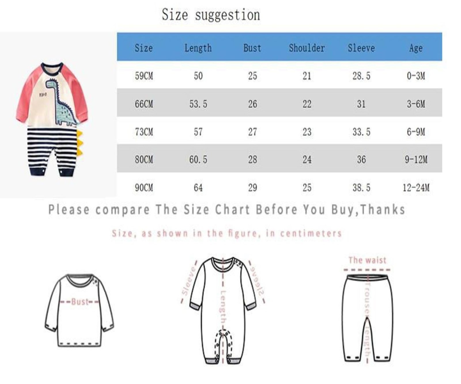 Boy’s & Girl’s Dinosaur Patched Full Sleeves Romper - White And Pink - Image 12