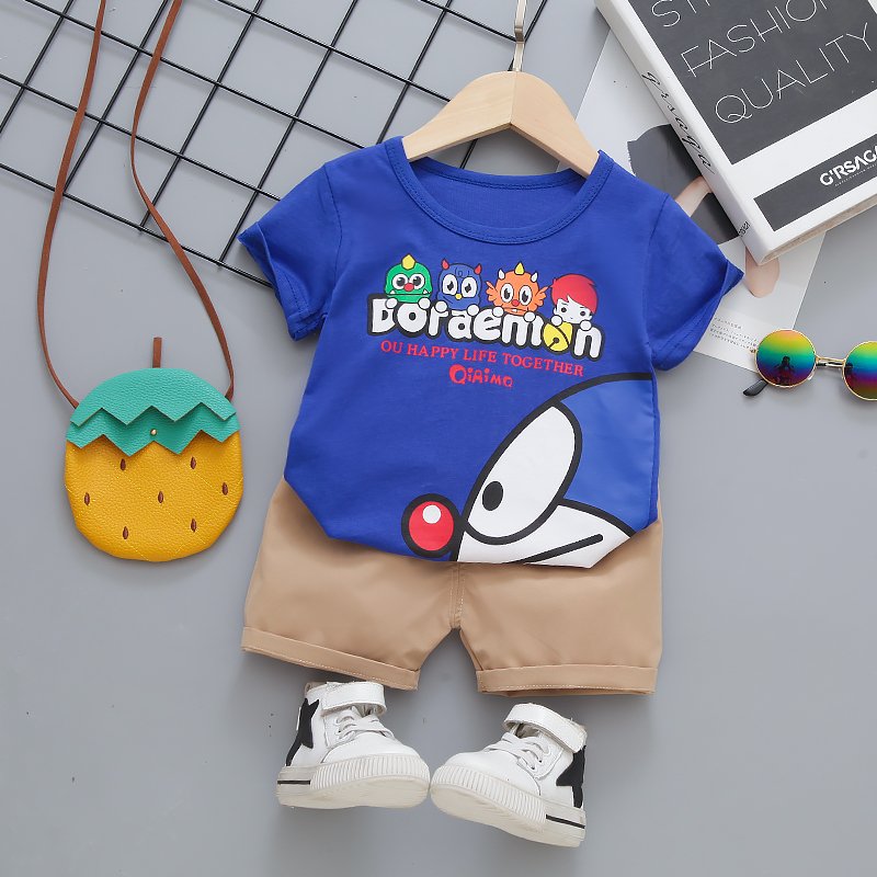 Round Neck Half Sleeve Set Doraemon Print - Image 5