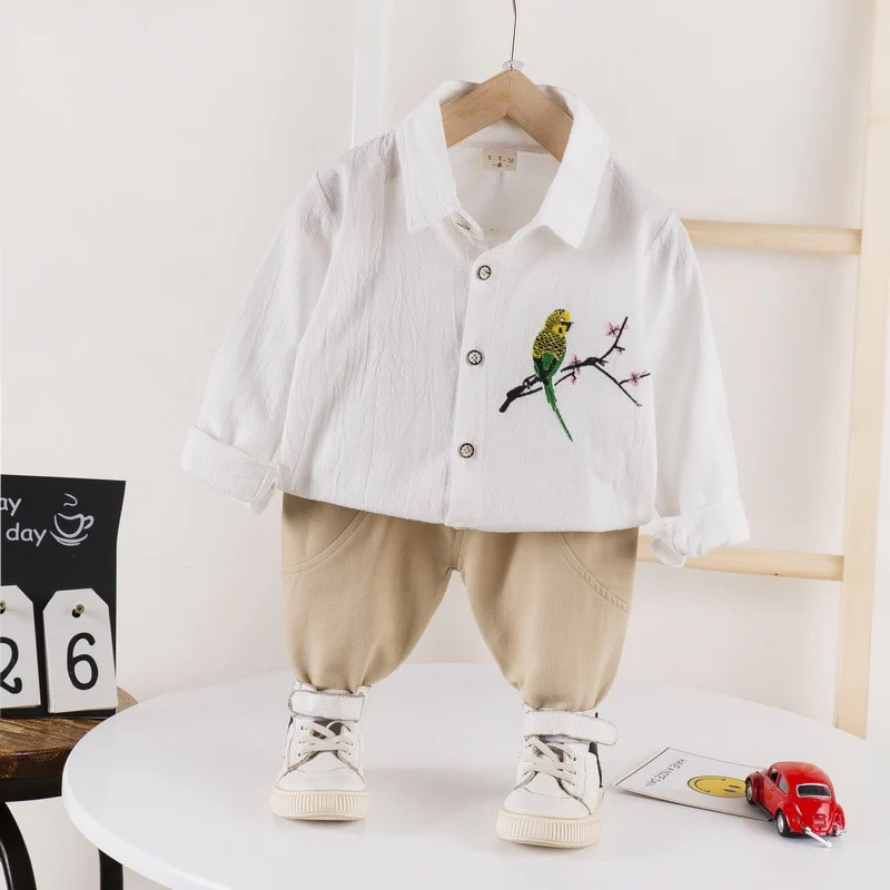Boy's Full Sleeve Casual Outfit 2 Piece Set Parrot Print - Image 9