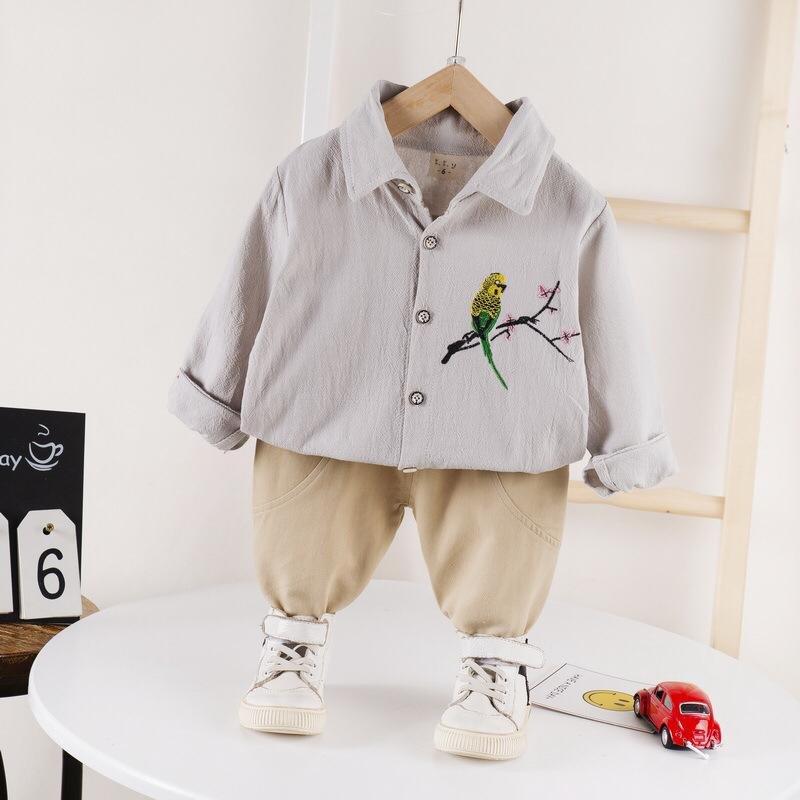 Boy's Full Sleeve Casual Outfit 2 Piece Set Parrot Print - Image 2