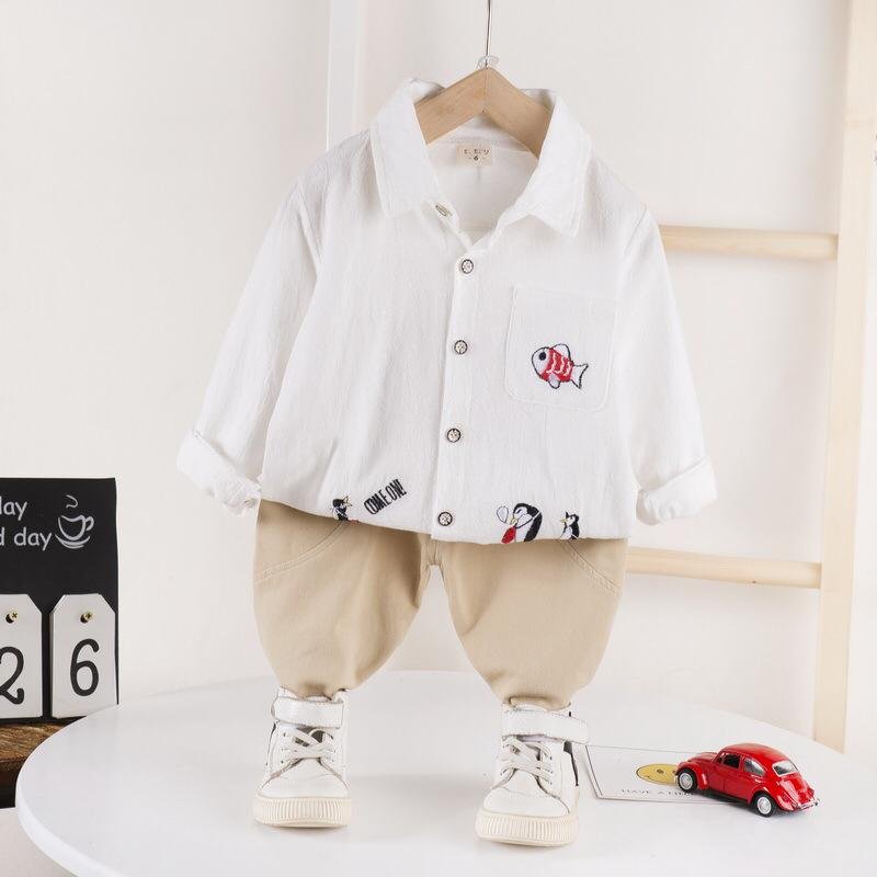 Boy's Full Sleeve Casual Outfit 2 Piece Set Fish Print