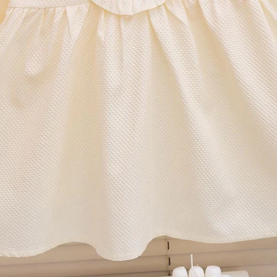 Girl's Korean Style Long Sleeve Round Neck Frilled Detailing Embellished Frock - Image 4