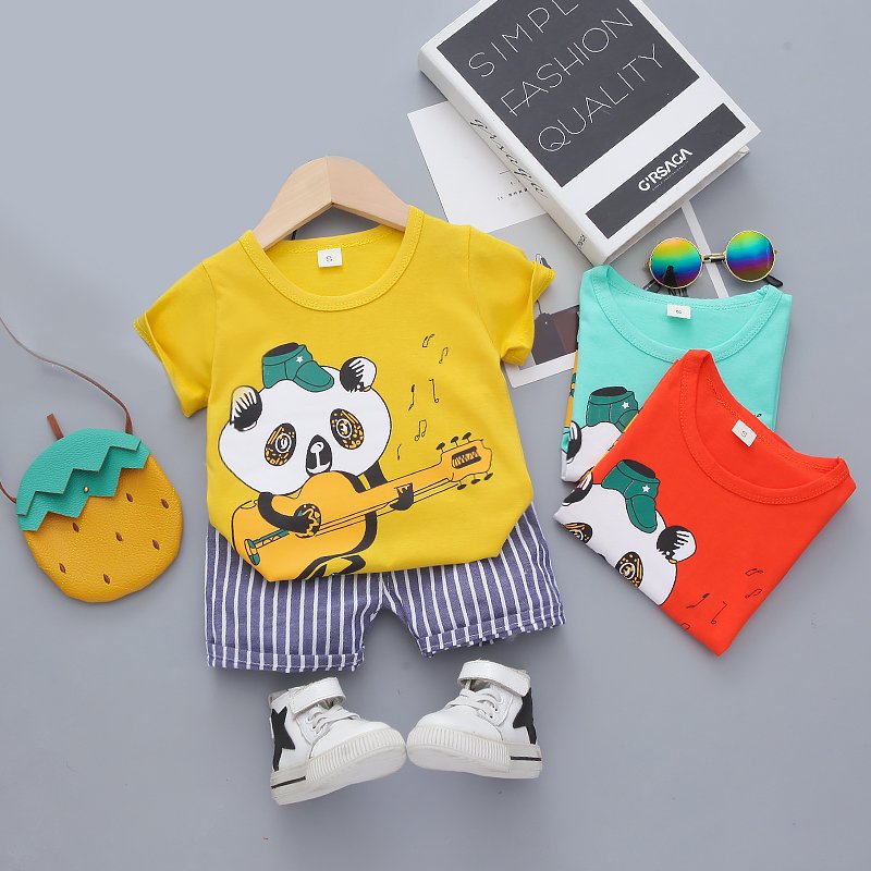 Round Neck Half Sleeve Set Panda Print