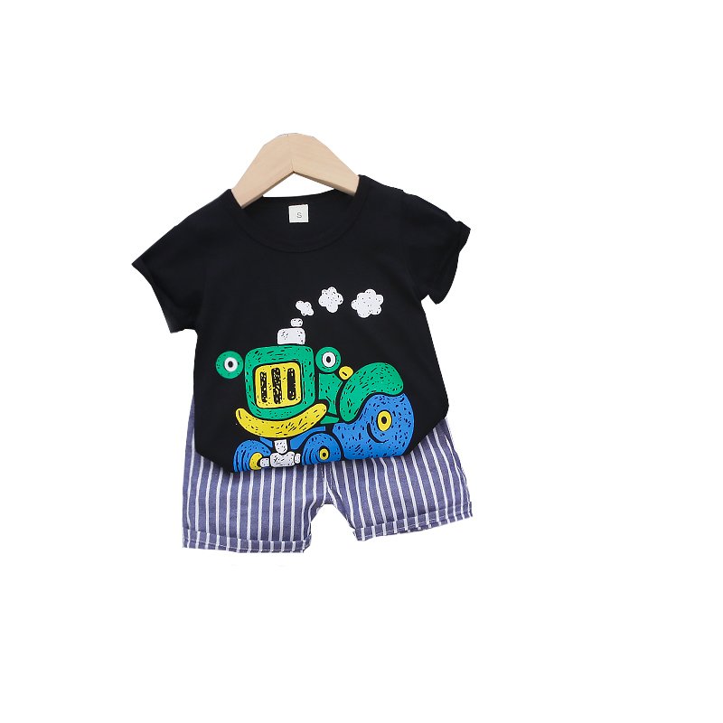 Round Neck Half Sleeve Set Vehicle Print - Image 5