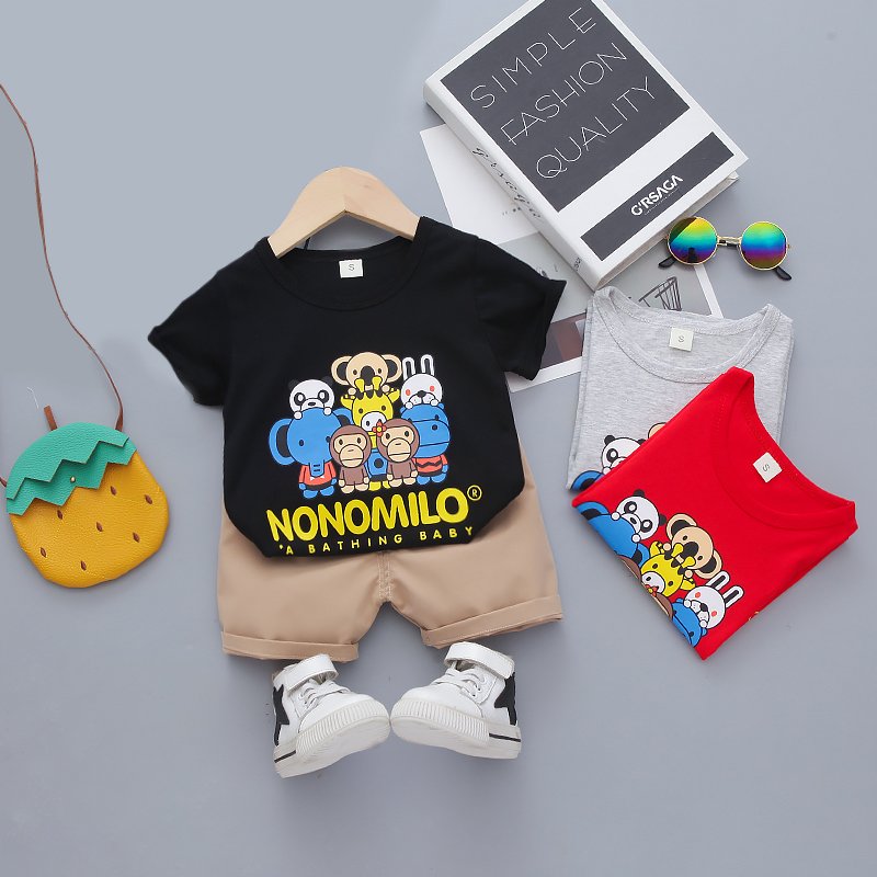 Round Neck Half Sleeve T-Shirt Set Animals Print