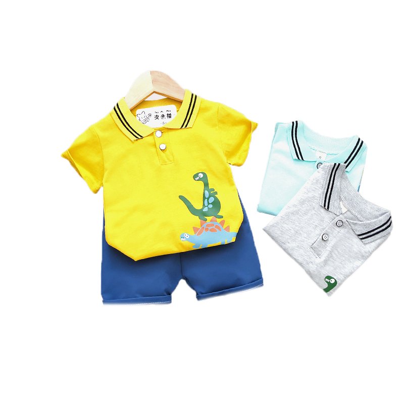 Polo Neck Half Sleeve Set Dino Print - Image 3