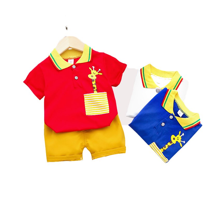 Polo Neck Half Sleeve Set Giraffe Print - Image 6