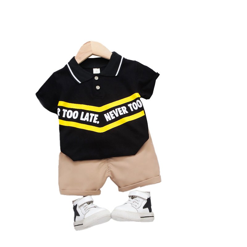 Polo Neck Half Sleeve Shorts Set Text Print - Image 3