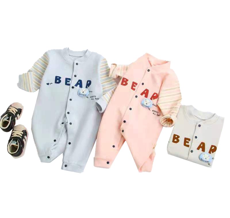 Boy’s & Girl’s 100% Cotton Full Sleeves Romper Bear Print - Image 3
