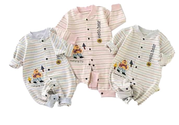 Boy’s & Girl’s 100% Cotton Full Sleeves Stripe Romper - Image 3