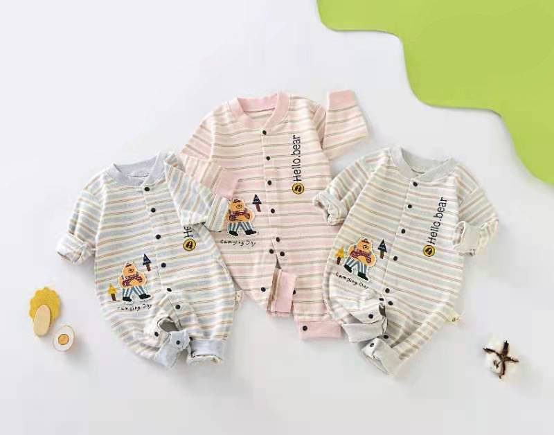 Boy’s & Girl’s 100% Cotton Full Sleeves Stripe Romper
