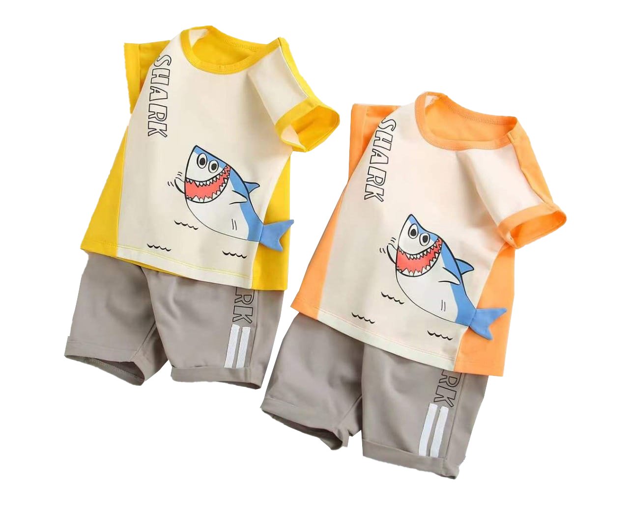 Short Sleeves T-shirt And Bottom Set Shark Print - Image 3