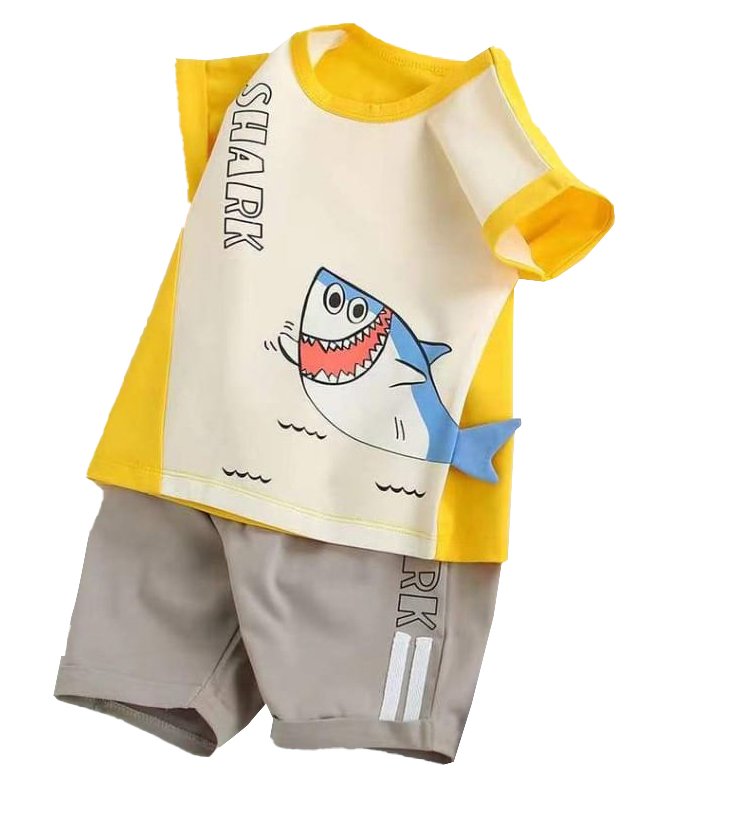 Short Sleeves T-shirt And Bottom Set Shark Print - Image 5