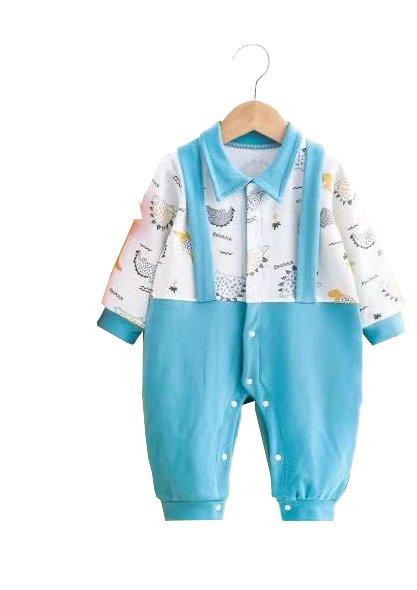 Boy's & Girl's Full Sleeves Suspender Detail Dino Print Romper - Image 3