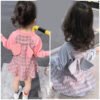 Girl's Full Sleeves Round Neck Frock With Wings Applique Checked Print
