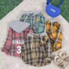 Boy's Korean Style Full Sleeves Checked Hoodie Shirt