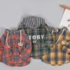 Boy's Korean Style Full Sleeves Checked Hoodie Shirt