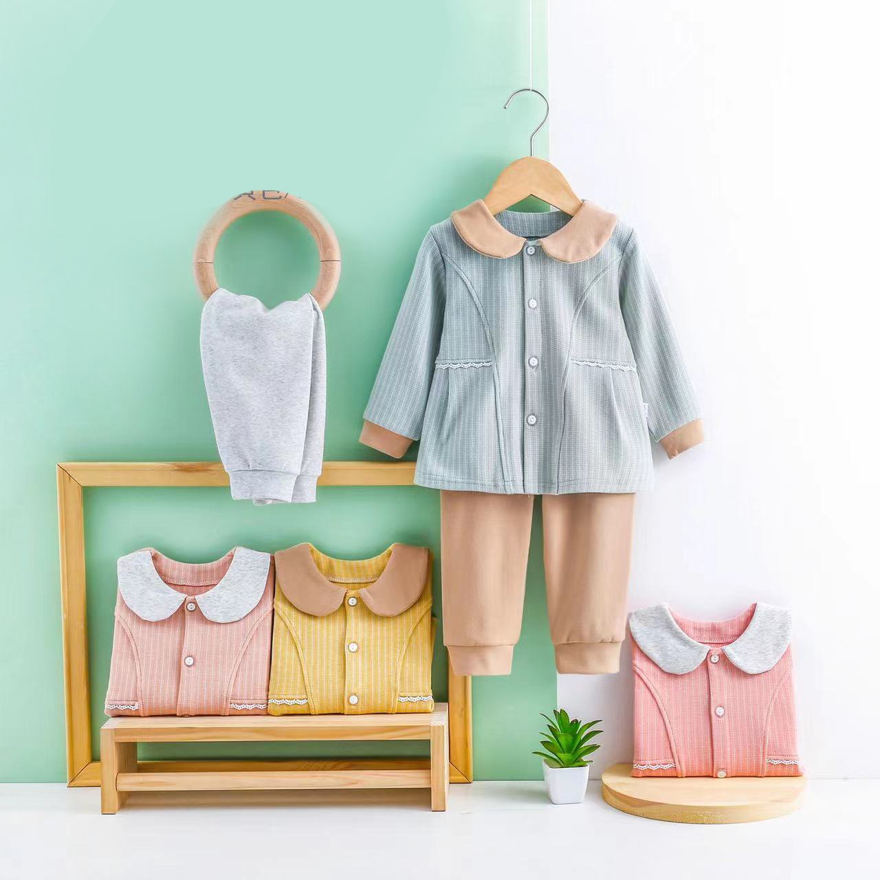 Girl's Full Sleeve Cotton Front Open Sweater with Pyjama Pant Warm Clothing Set for Winter