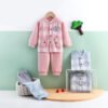 Boy's & Girl's Full Sleeve Cotton Front Open Sweater with Pyjama Pant Warm Clothing Set for Winter