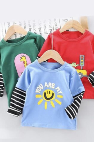 Boy's Full Sleeve Round Neck T-Shirt Graphic Print